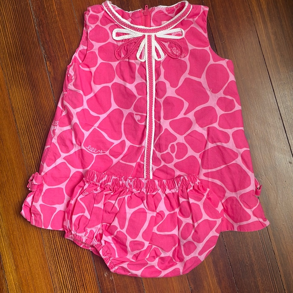 Lilly Pulitzer pink dress & bloomer size 6-12M